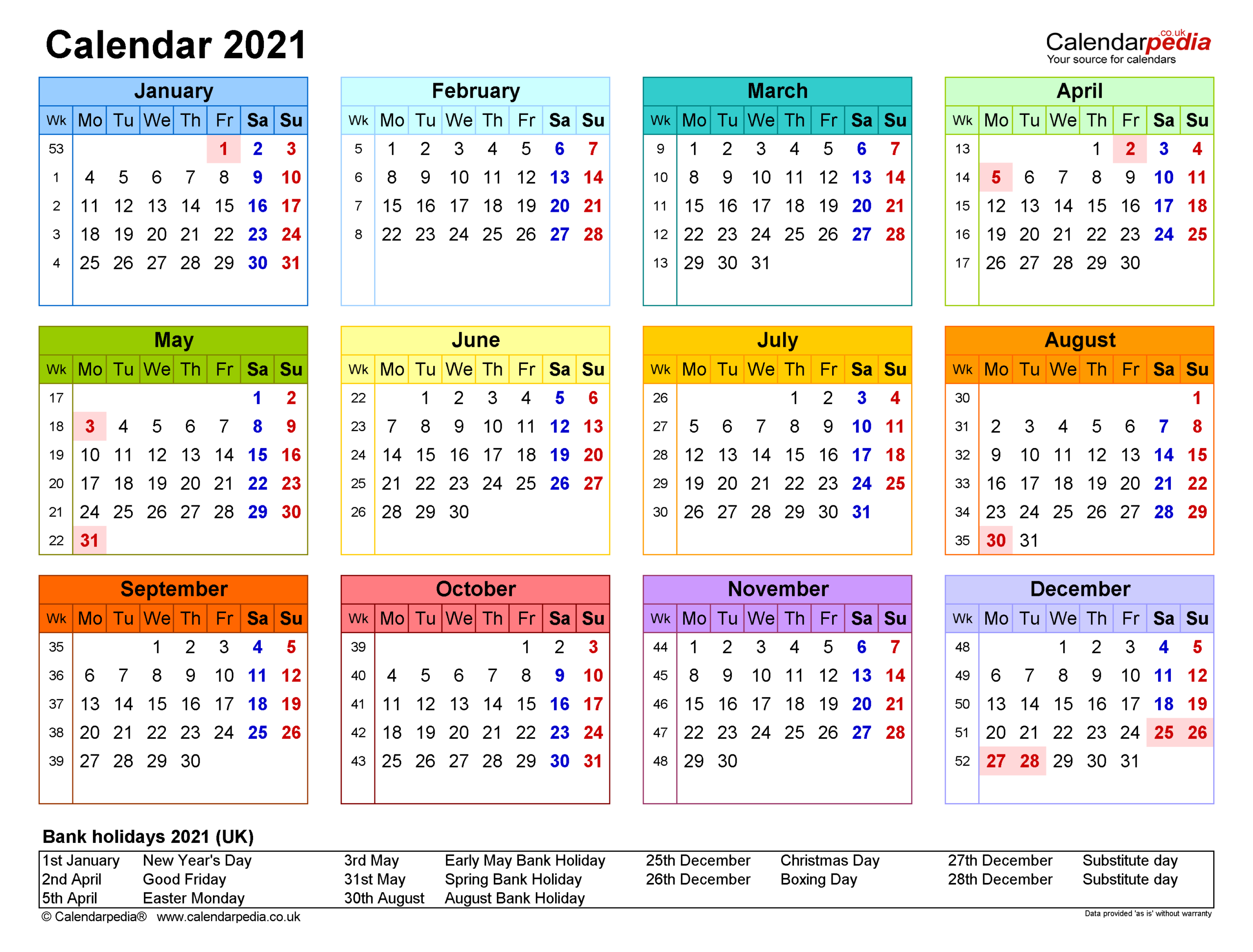 Printable Calendar 2021 With Space To Write