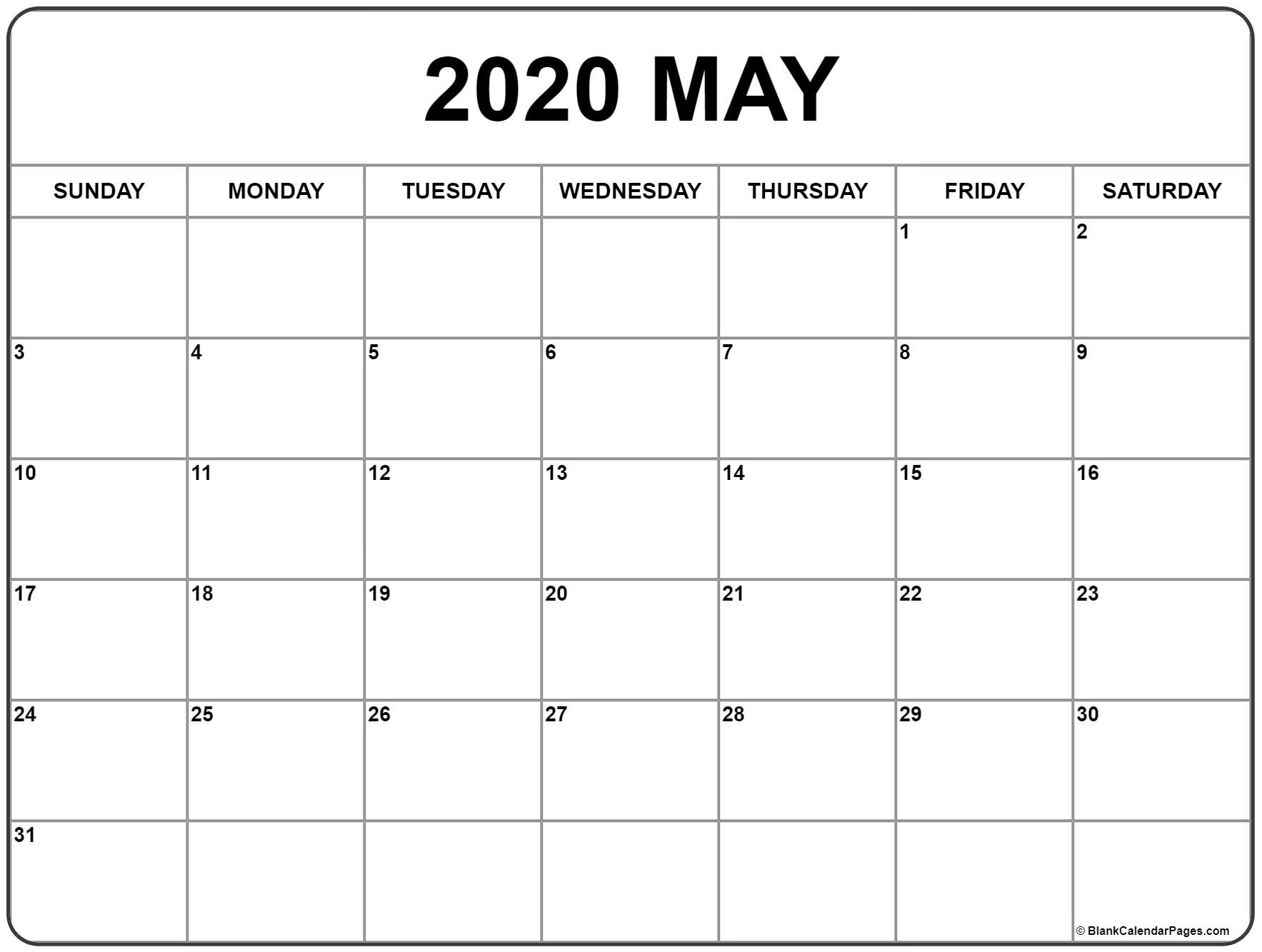 Large Numbers Free Printable Calendar 2020 - Calendar