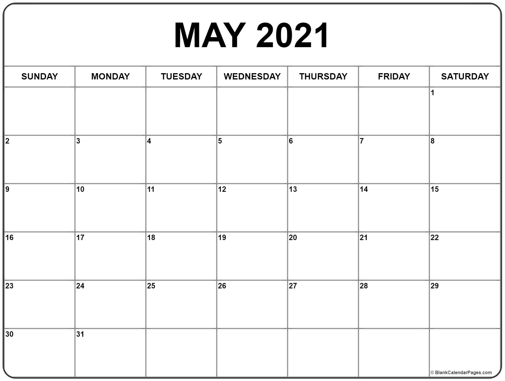 May 2021 Calendar | Free Printable Calendar Templates