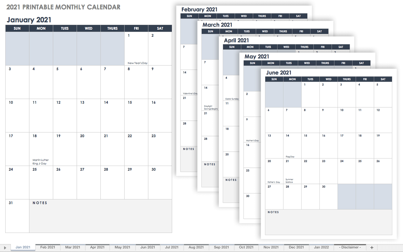 Microsoft Word 2021 Printable Monthly Calendar With