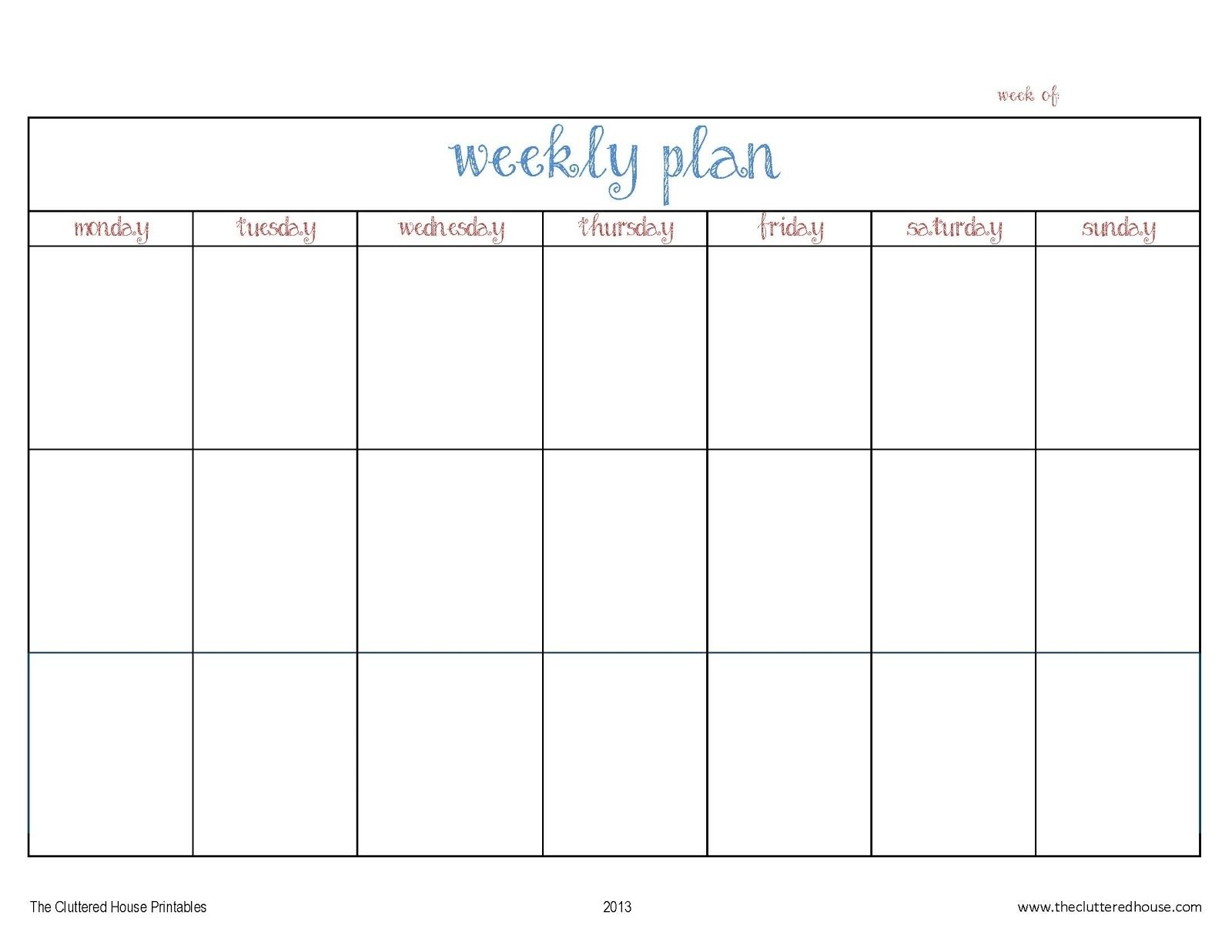 Mnday To Friday Calendar Templates :-Free Calendar Template