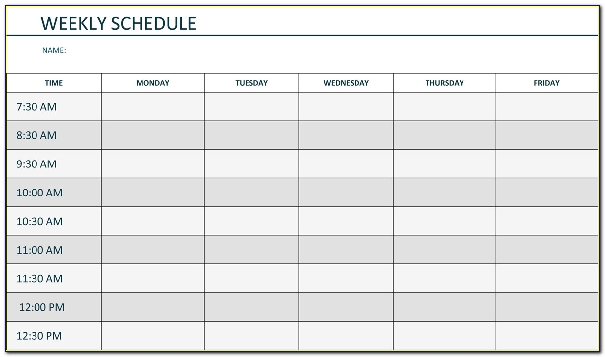 Monday To Friday Leave Schedule