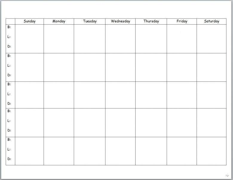 Monday Through Friday Monthly Calendar :-Free Calendar