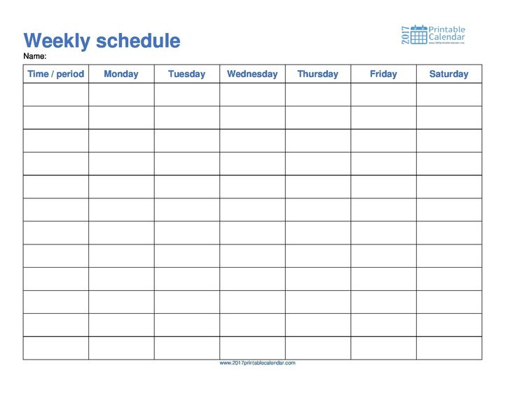 Monday To Friday Schedule Template Calendar Printable Through Sunday Make It Check More At Https