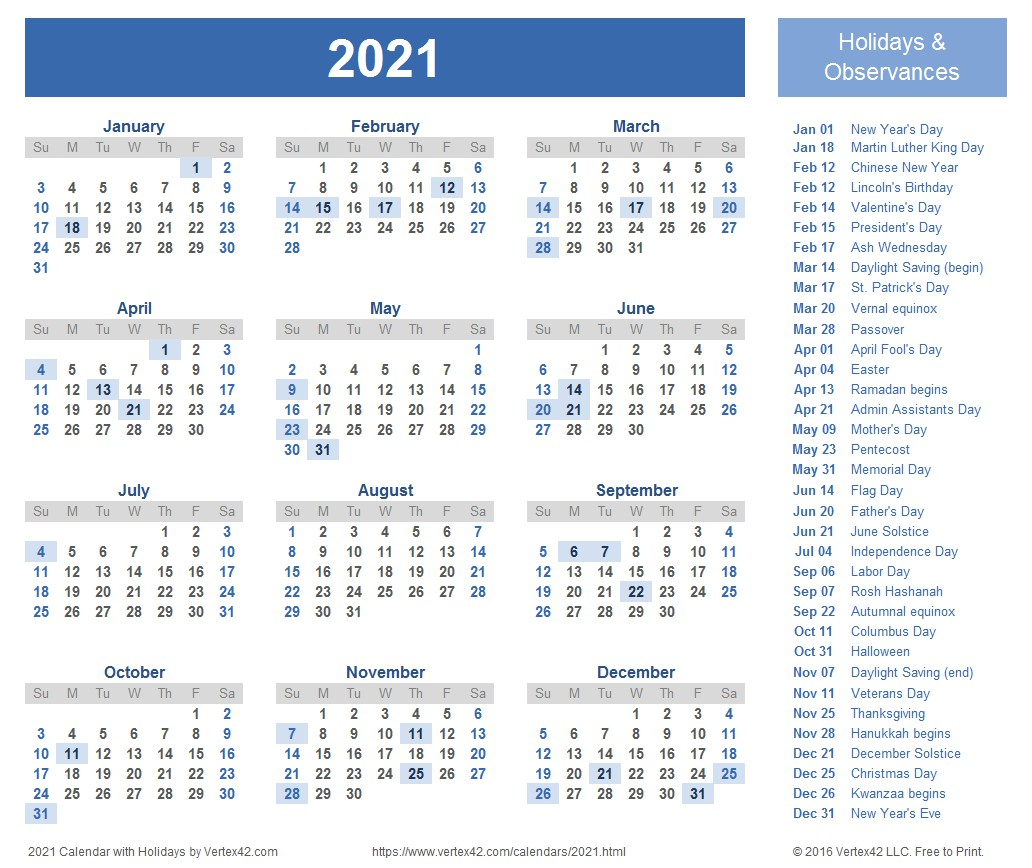 Monday To Sunday Calendar 2021 Full Months | Printable