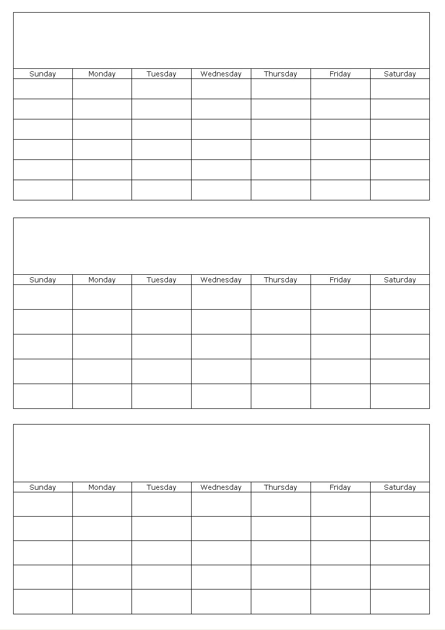 Month At A Glance Blank Calendar Template - Great
