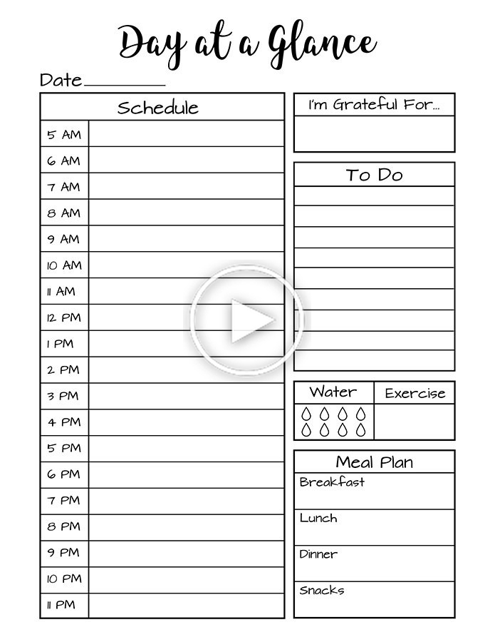 Month At A Glance Printable + Day At A Glance Bullet