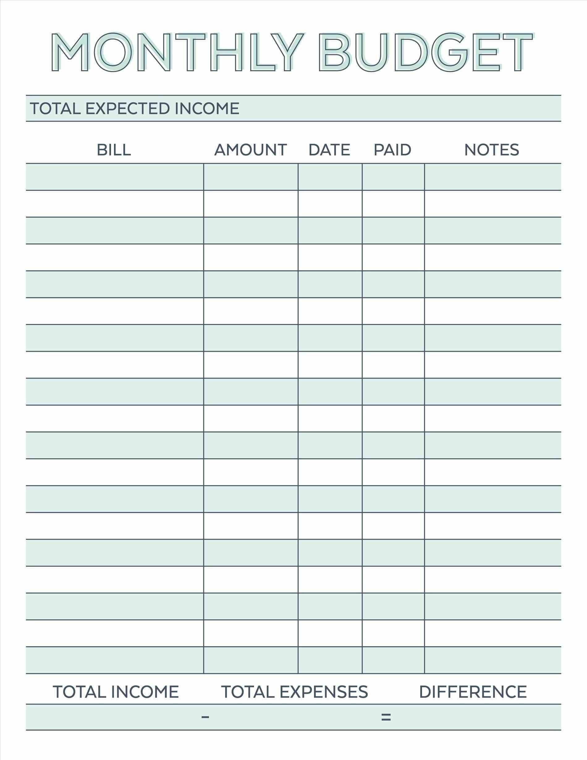 Monthly Bill Chart Printable Free | Calendar Template
