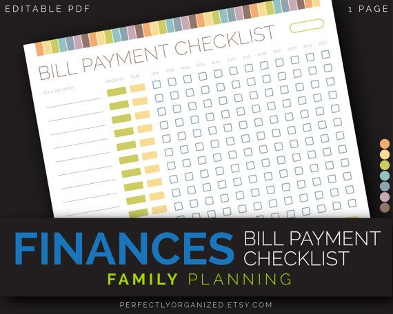 Monthly Bill Payment Tracker, Bills Due Date Checklist