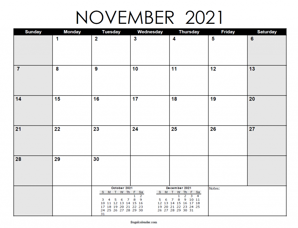 November Calendar 2021 | 2021 Calendars Printable