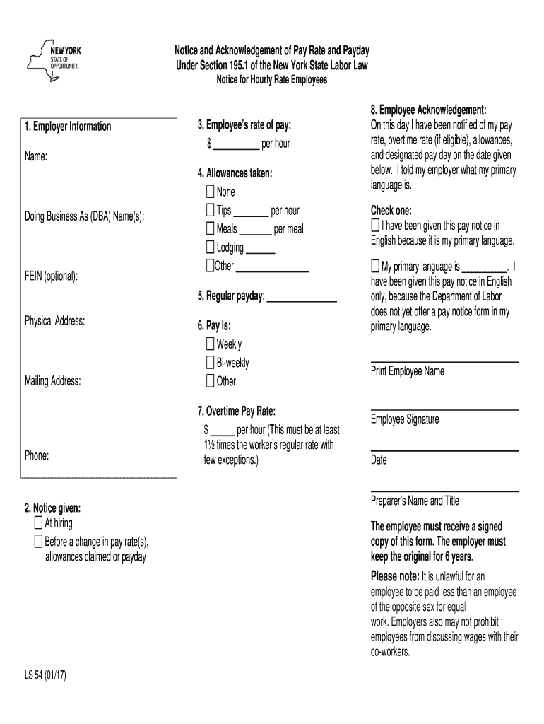 Ny Ls 54 2015 - Fill And Sign Printable Template Online