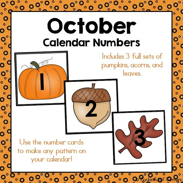 October Calendar Numbers | Calendar Numbers, October
