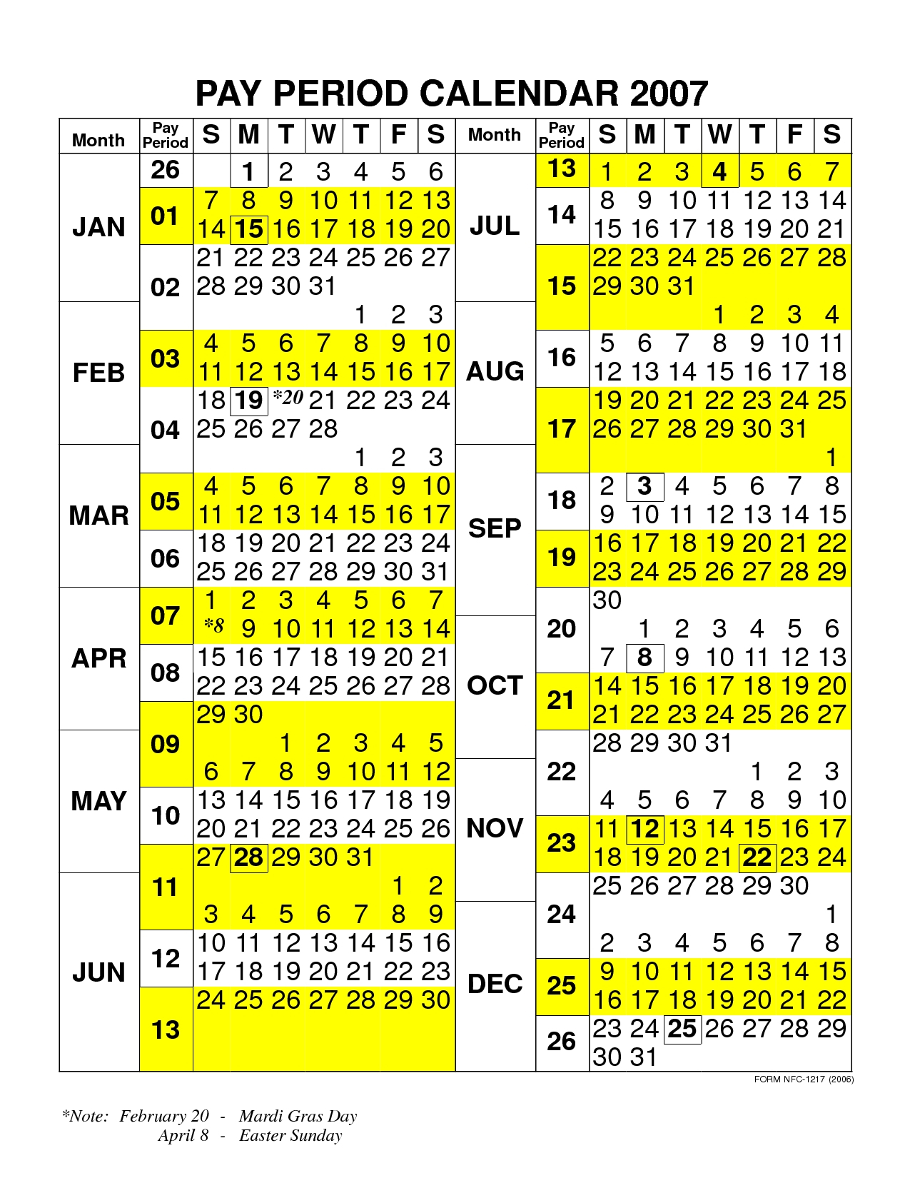 Pay Period Calendar 2020 Nfc | Payroll Calendar 2020