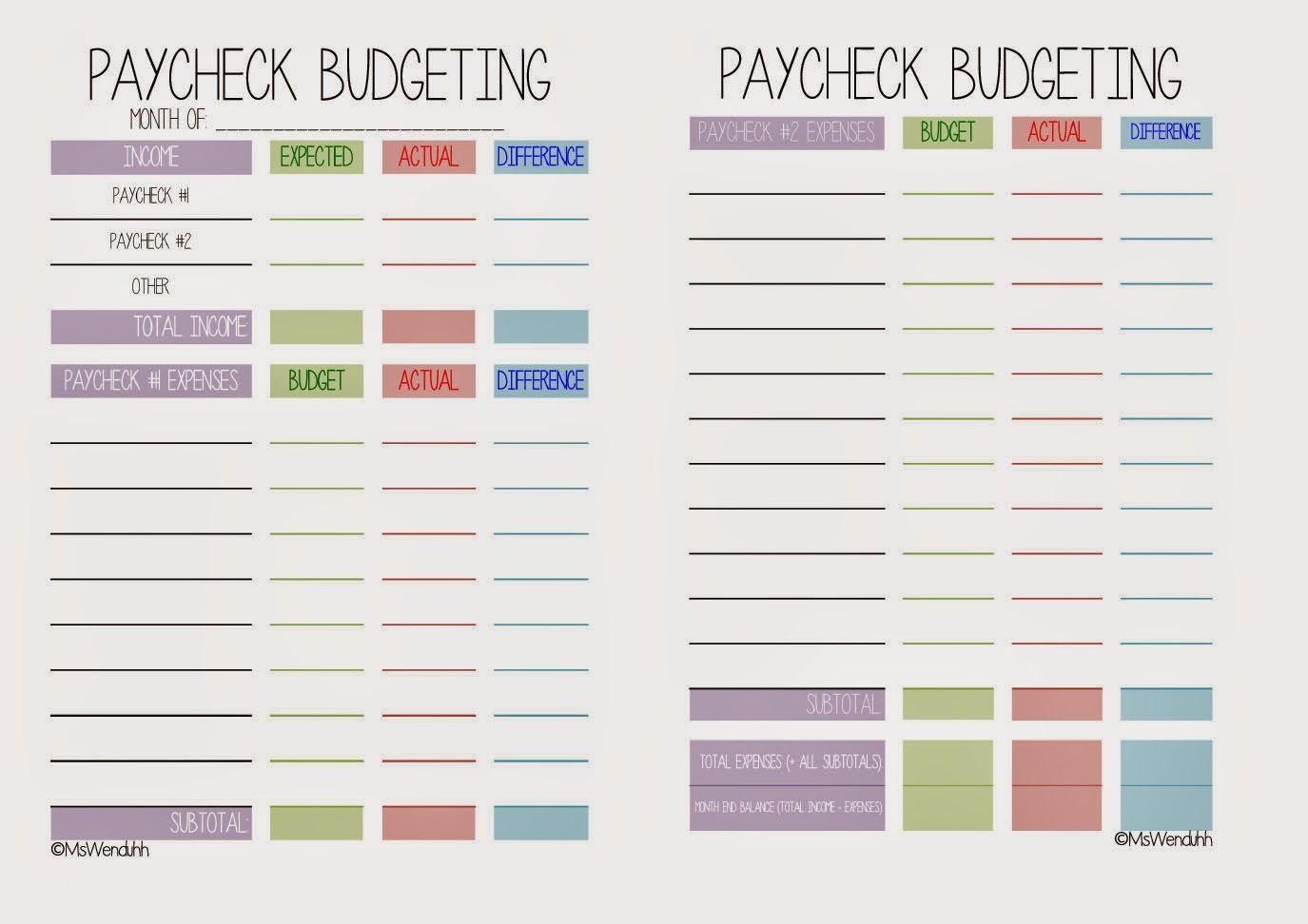 Paycheck Budgeting Printable | Paycheck Budget, Budget