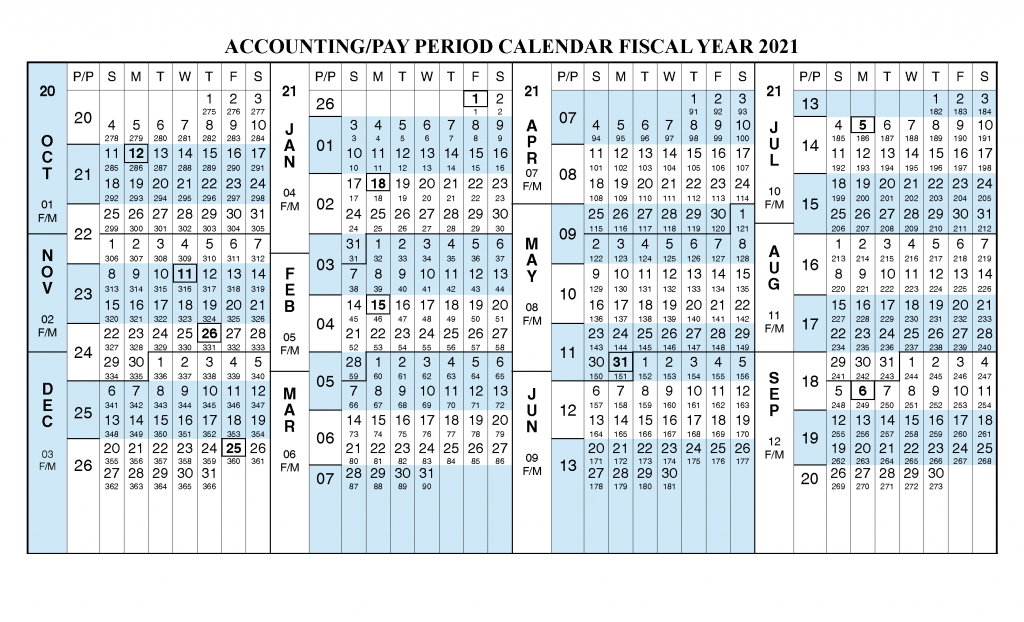 Payroll Calendar 2021 Fiscal Year Calendar [ Oct 2020