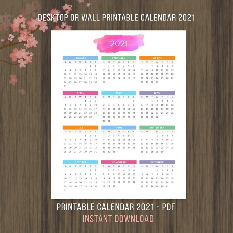 Planner Printable Calendar 2020 2021 Desktop Calendar Wall