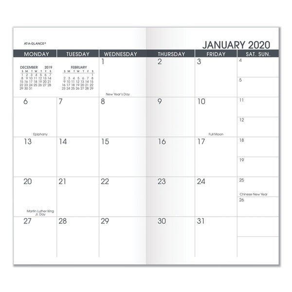 Pocket Size Monthly Planner Refill, 6 1/8 X 3 1/2, White