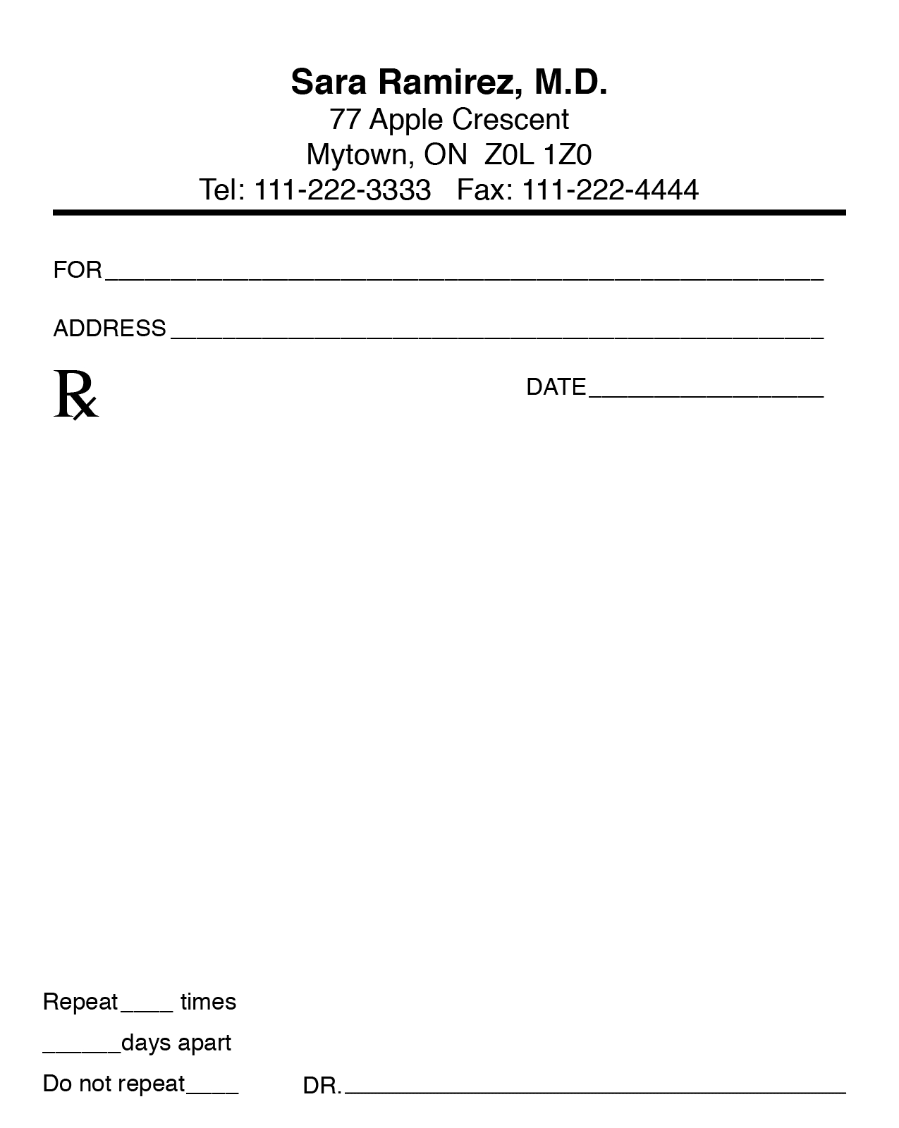 Prescription Forms 20101 ~ 123Print.ca