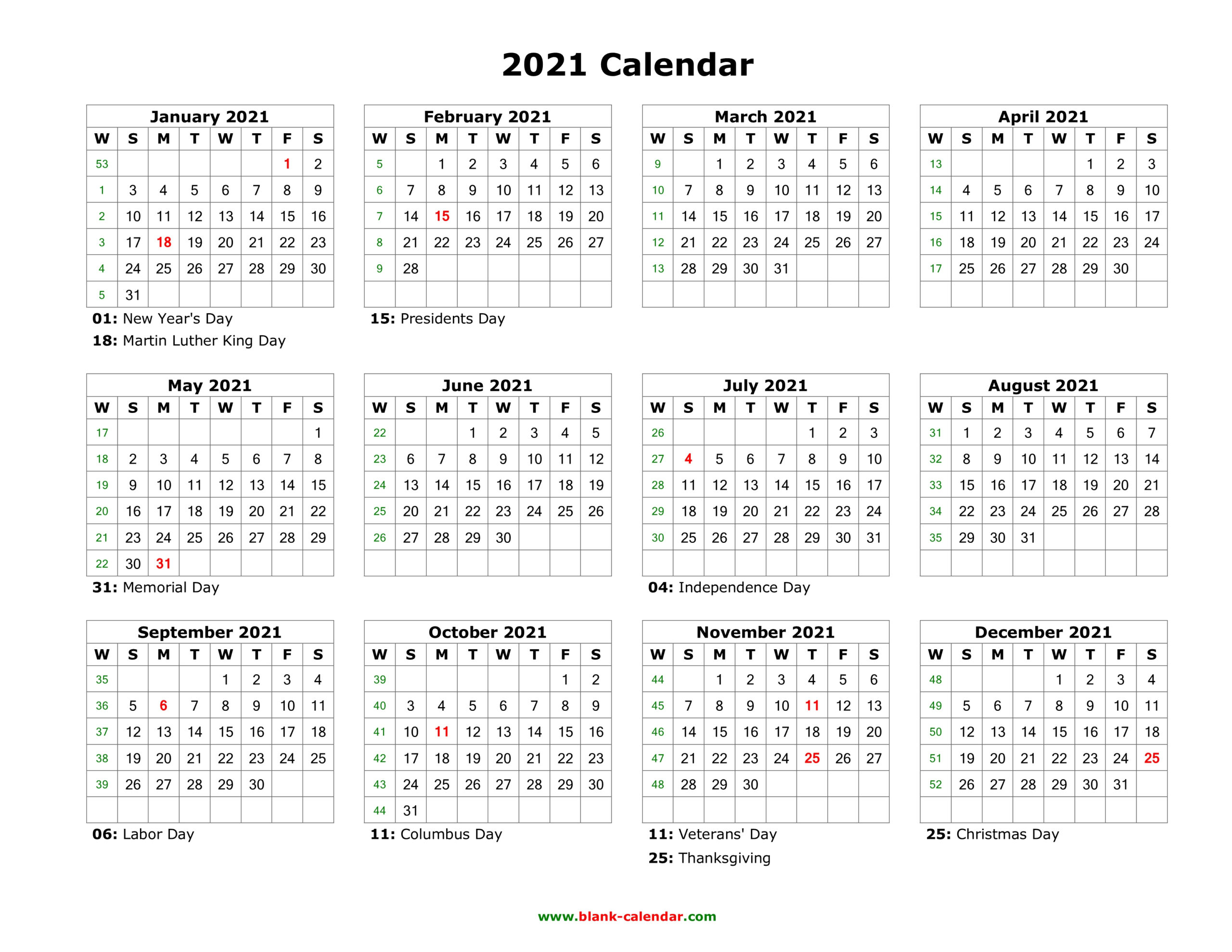 Print Free 2021 Calendar Without Downloading | Calendar