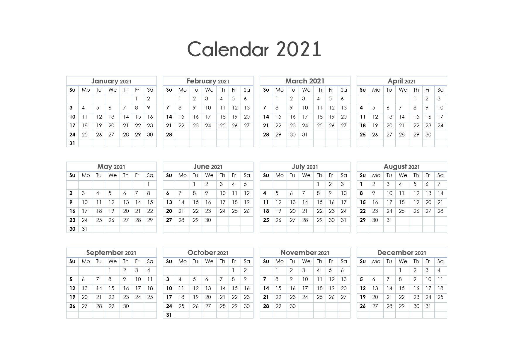 Printable 2021 Calendars Free Printable | Month Calendar