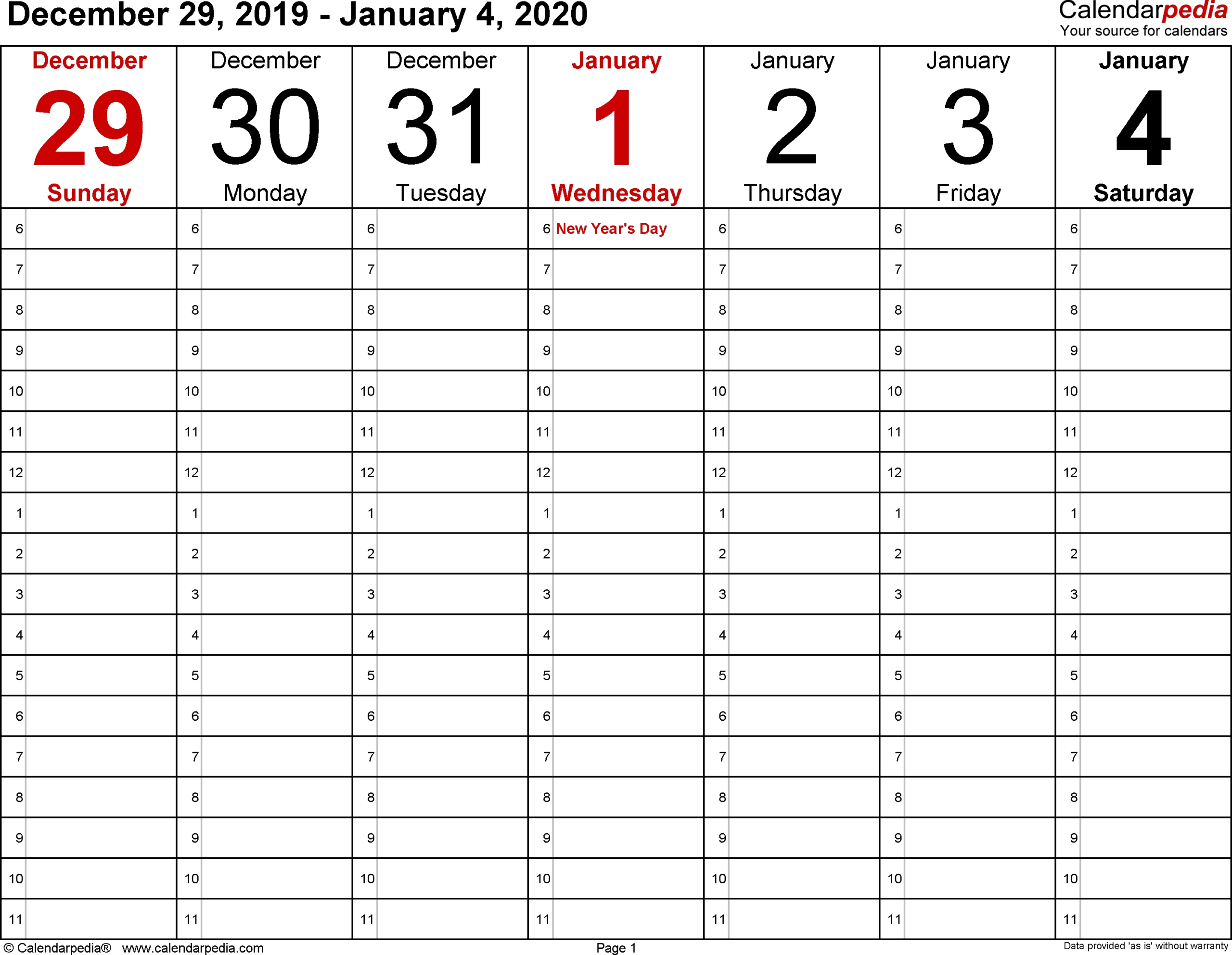 Printable Calendar 2020 Monthly Monday Weekday Start