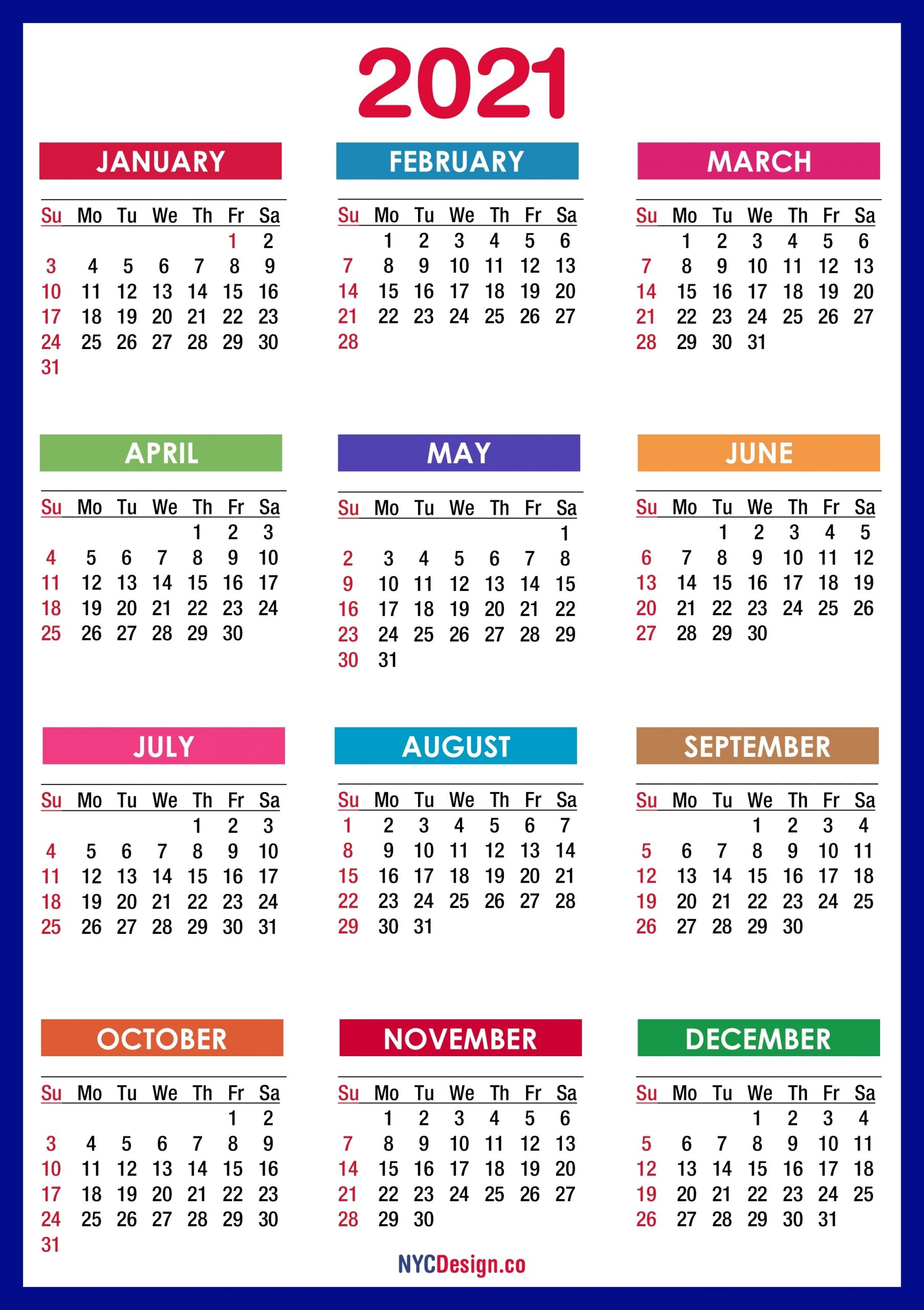 Printable Calendar Monday Through Sunday 2021 | Printable