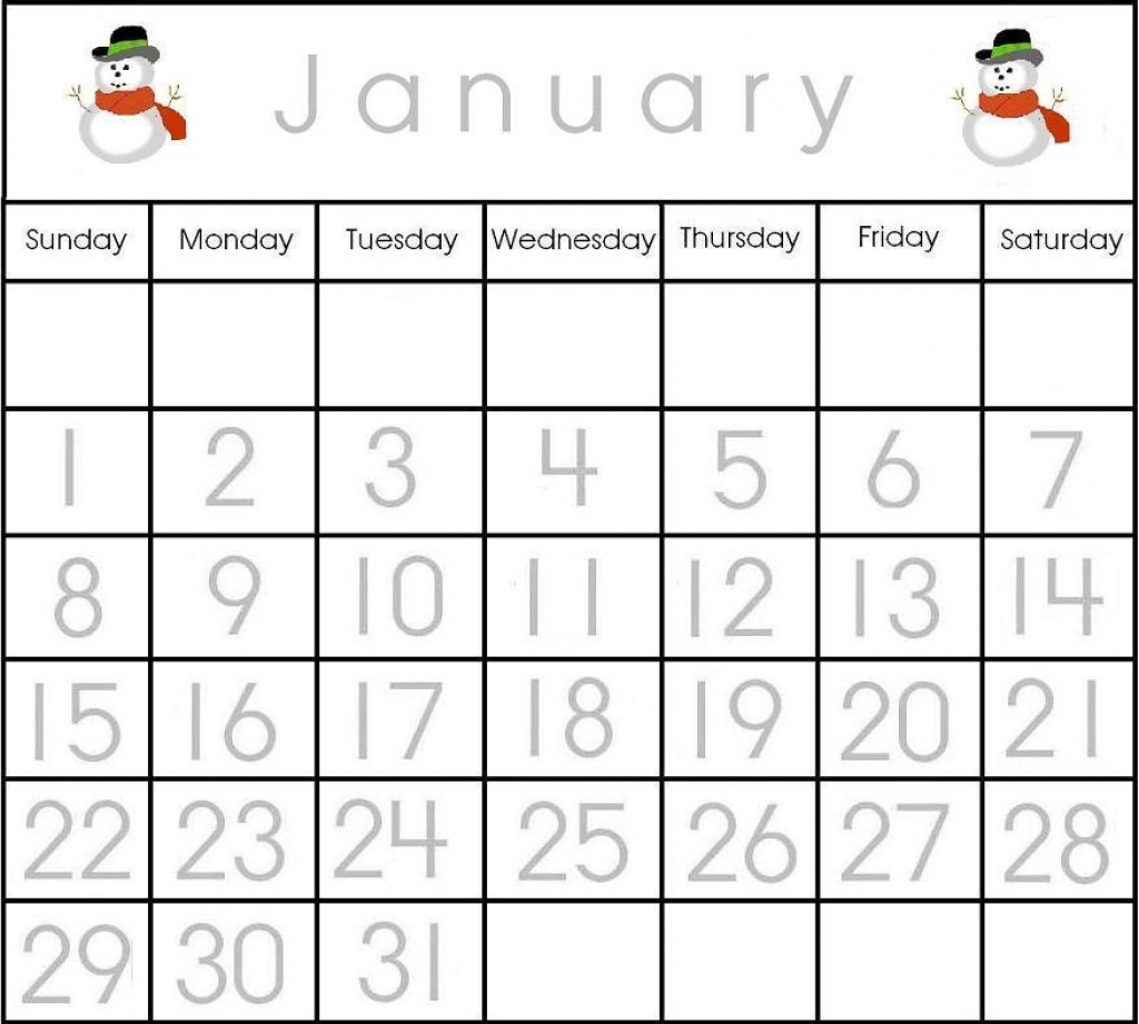 Printable Calendar Numbers 1-31- Free :-Free Calendar Template