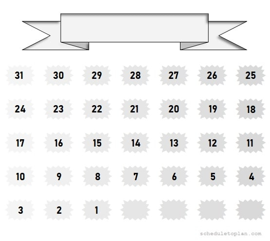 Printable Countdown Calendar Template | Birthday