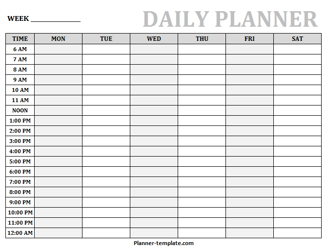 Printable Daily Planner Template | Blank Daily Hourly