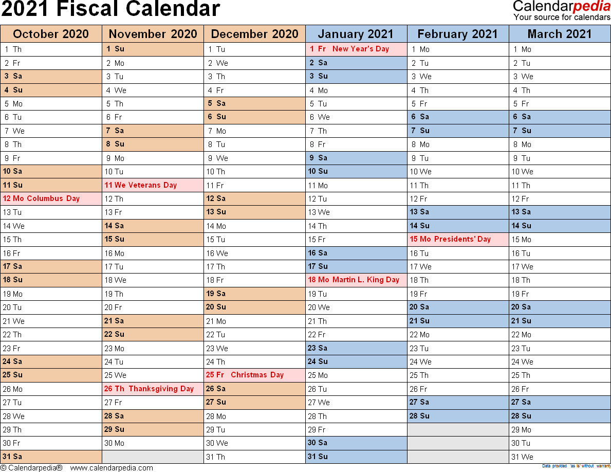 Printable Financial Calendar 2020/21 | Free Printable Calendar