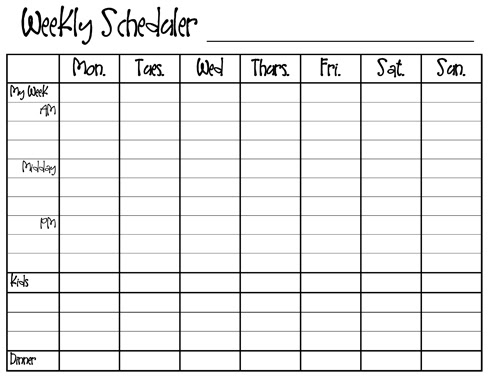 Printable Monday Through Friday Template - Bing