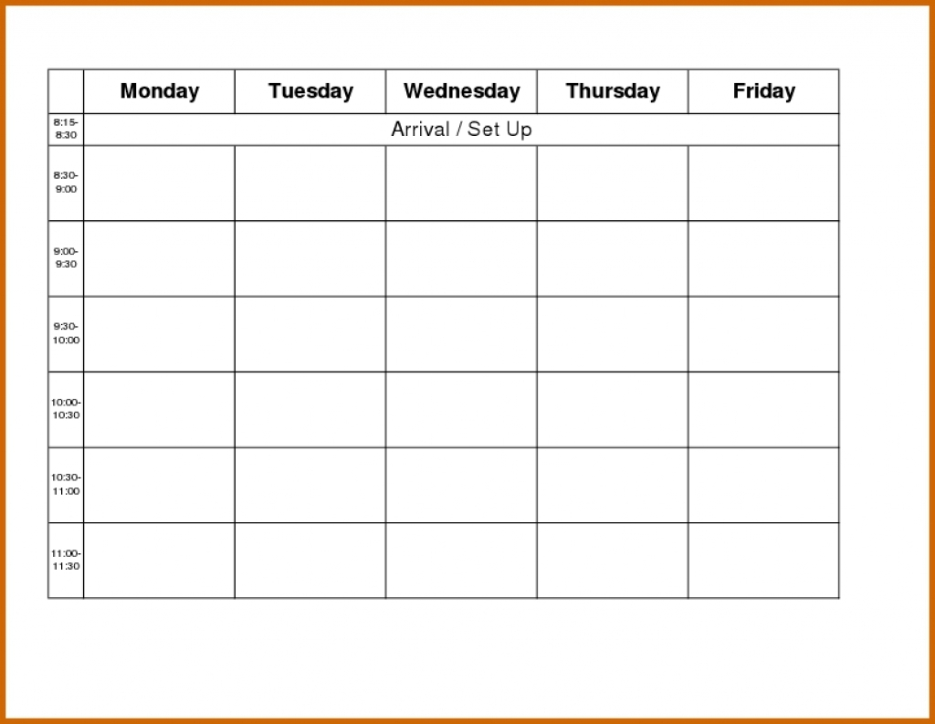 Printable Monday Through Friday Template - Bing