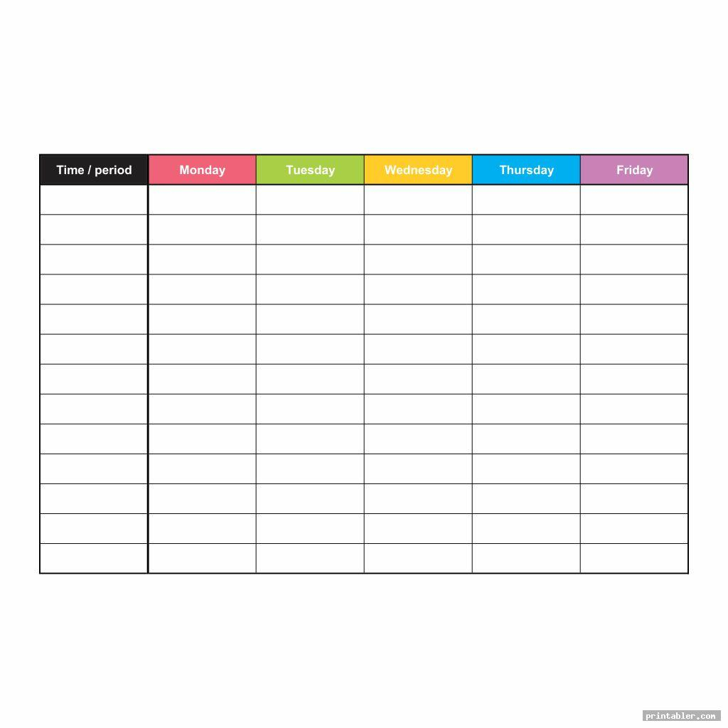 Printable Monday Thru Friday | Example Calendar Printable