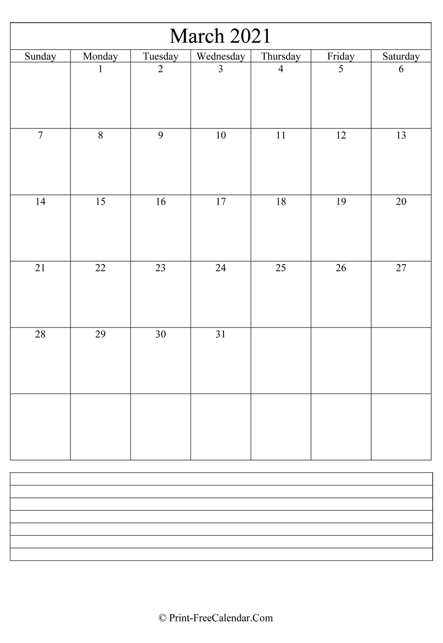 Printable Monthly Calendar 2021