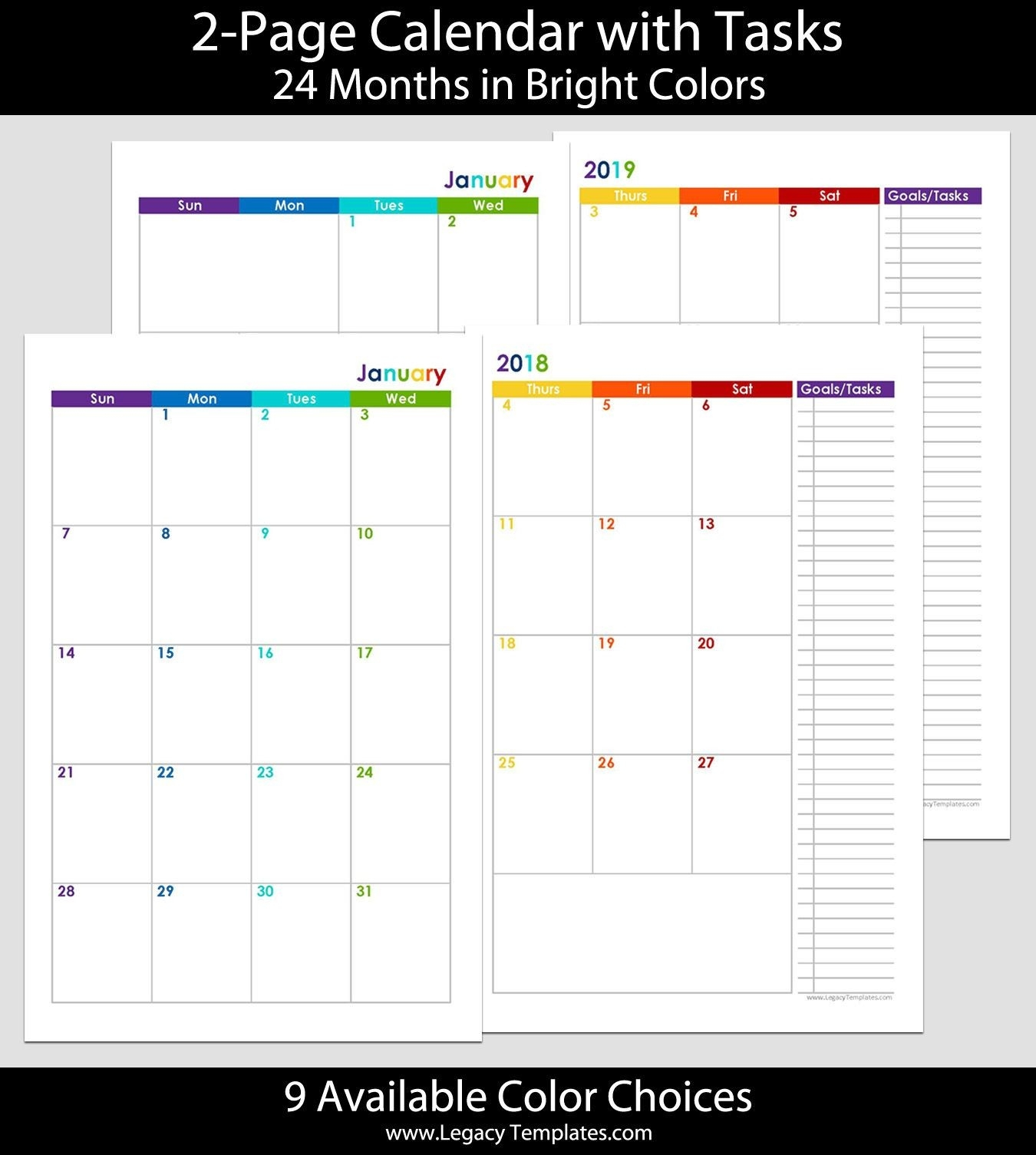 Printable Monthly Calendar 5X8 | Calendar Template Printable