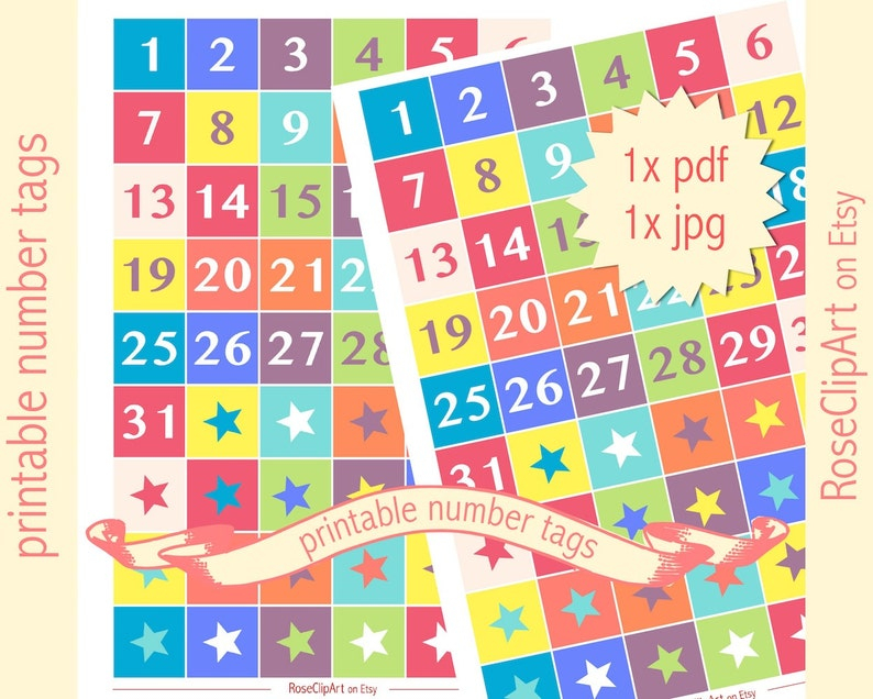 Printable Numbers 1-31 Instant Download Advent Calendar | Etsy