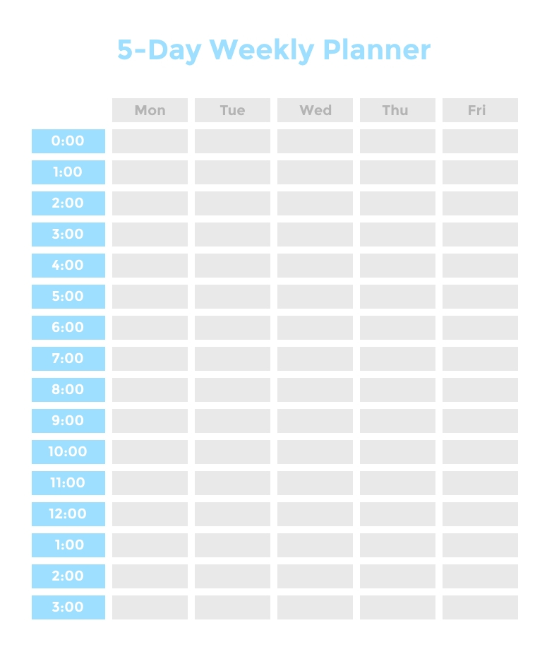 15 Minute Increment Schedule Template