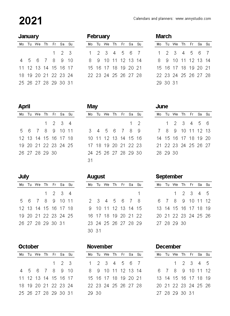 Take Yearly Calendar Printable 2020 Start On Monday