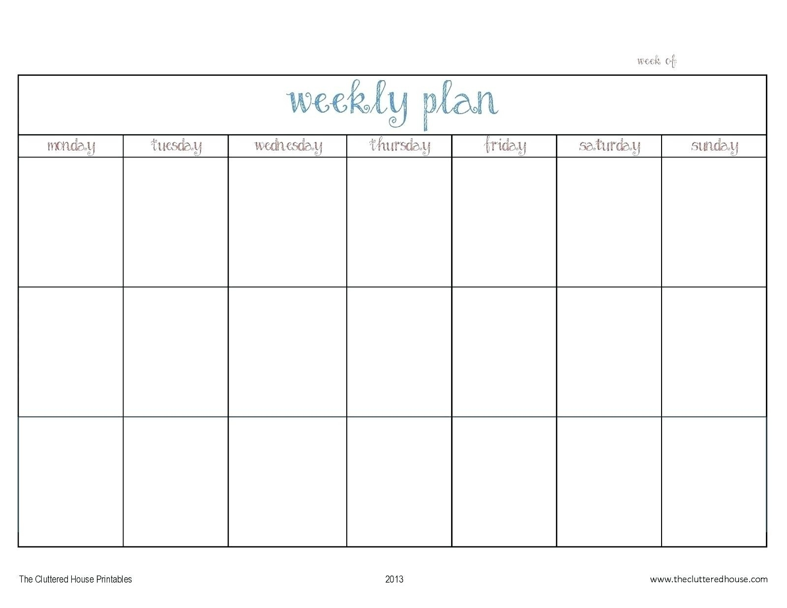 Template For Monday To Friday | Example Calendar Printable