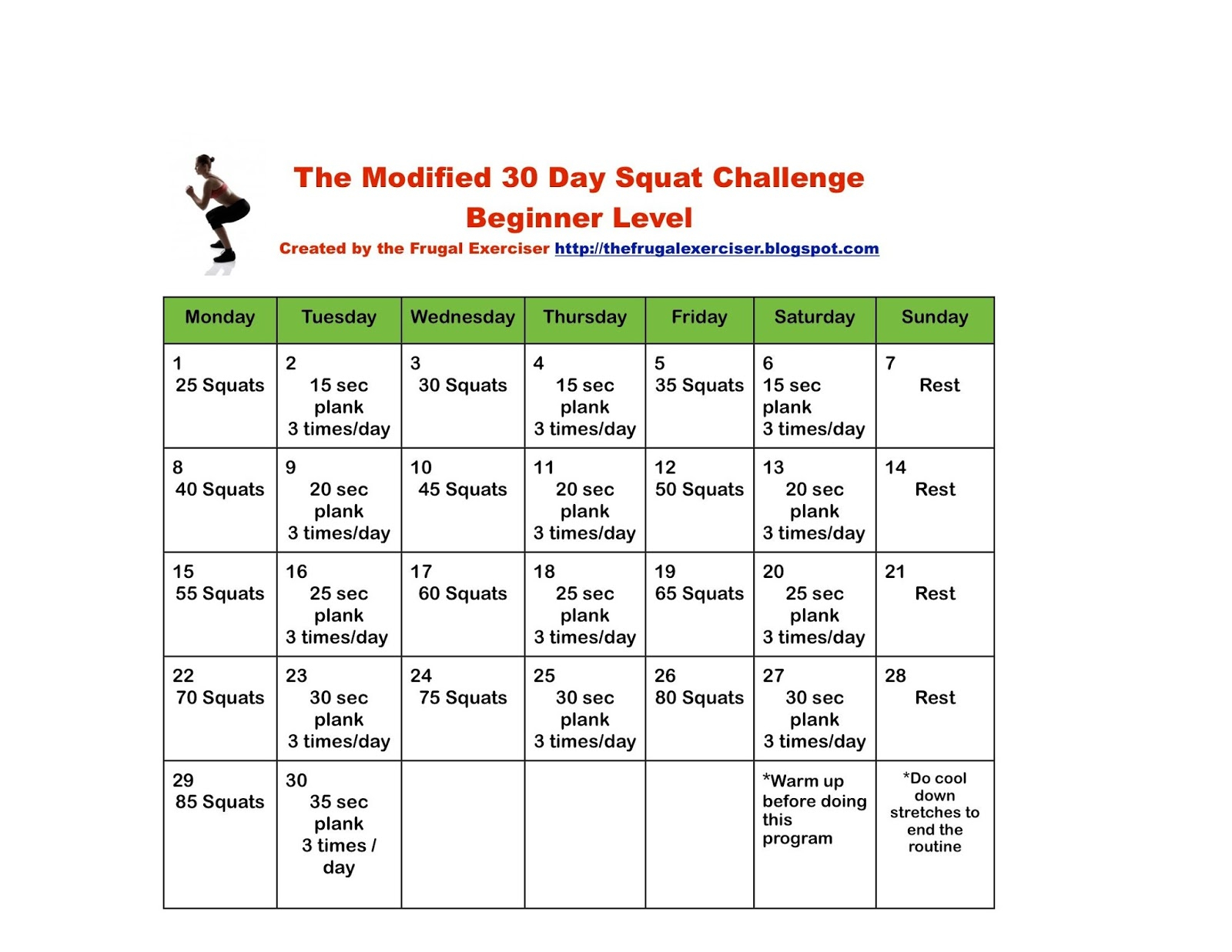 30 Day Stretch Challenge Printable