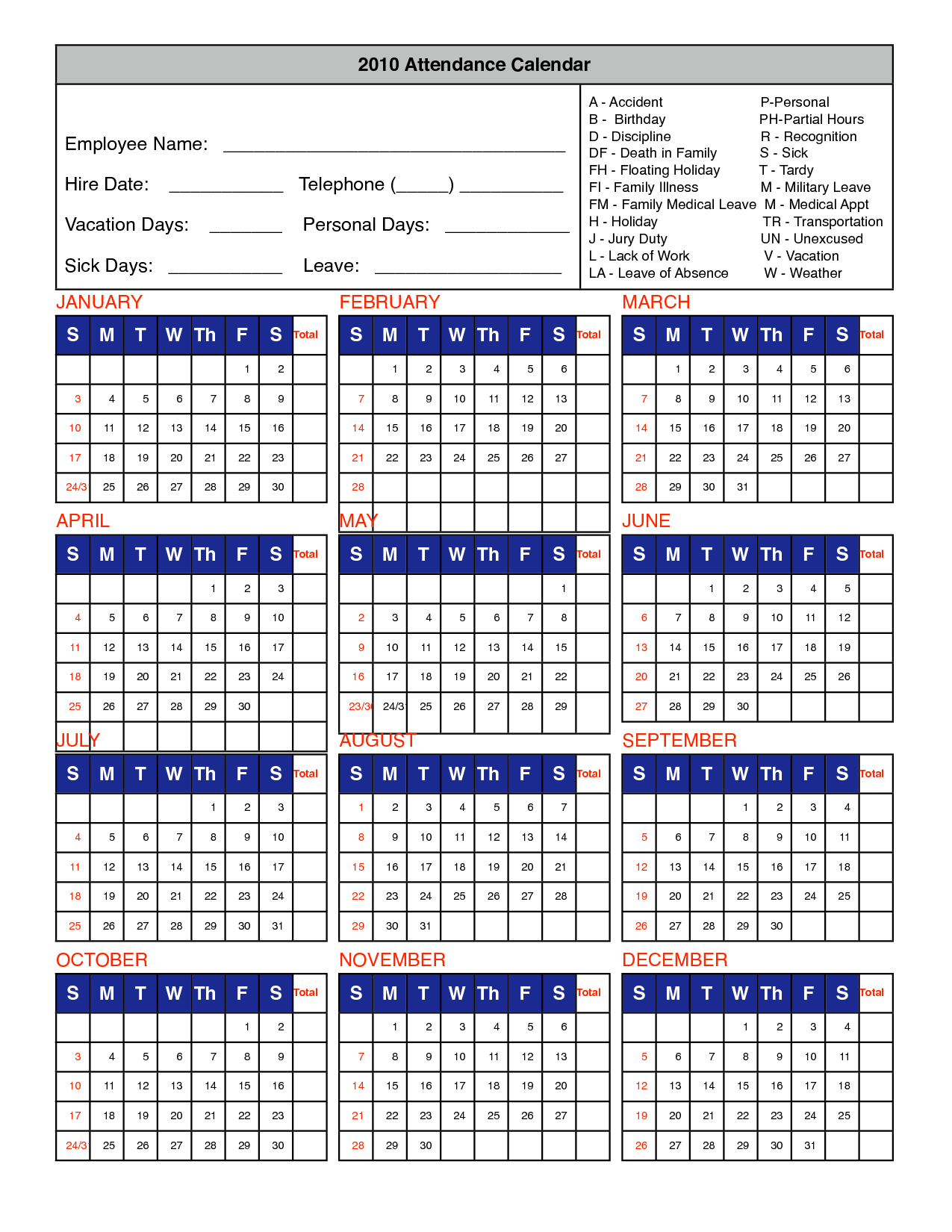 Unique Attendance Tracker Template #Exceltemplate #Xls #