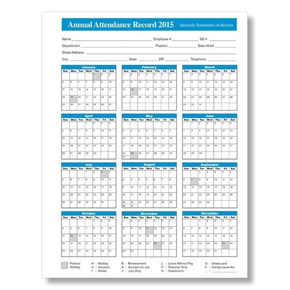 Attendance Calendars Free Printable