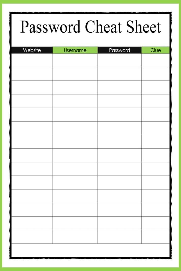 Website Password Logs - Free Printable Pdf Password