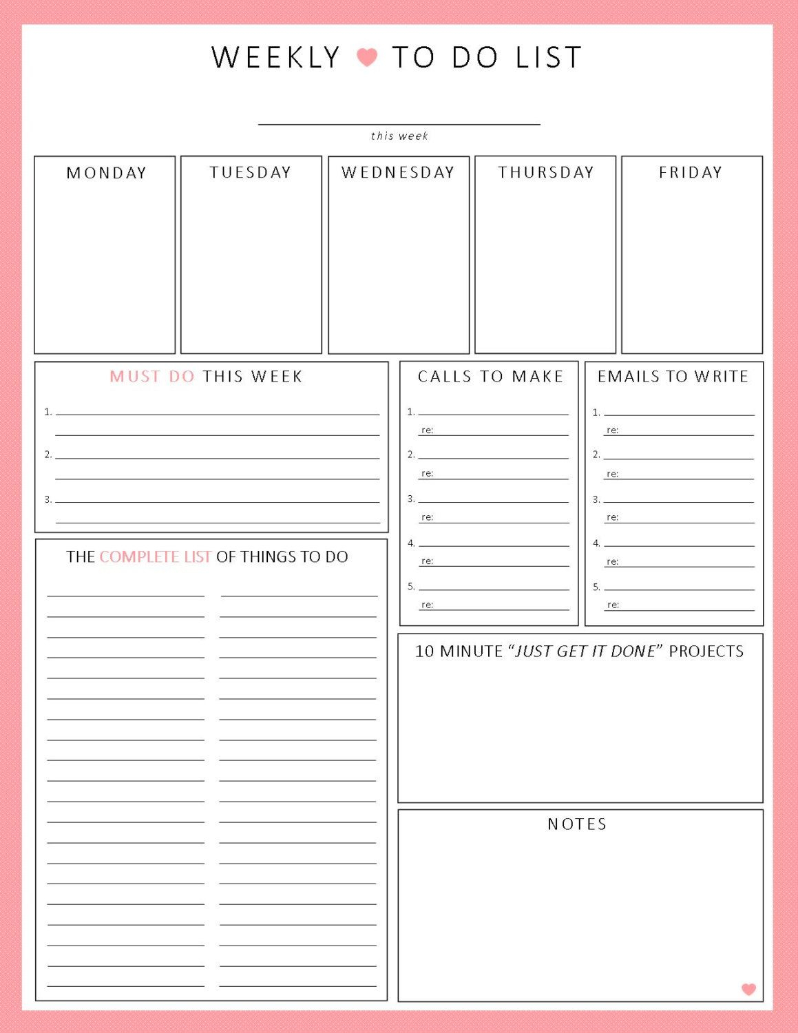 Week At-A-Glance | Printable Worksheet, Weekly Agenda