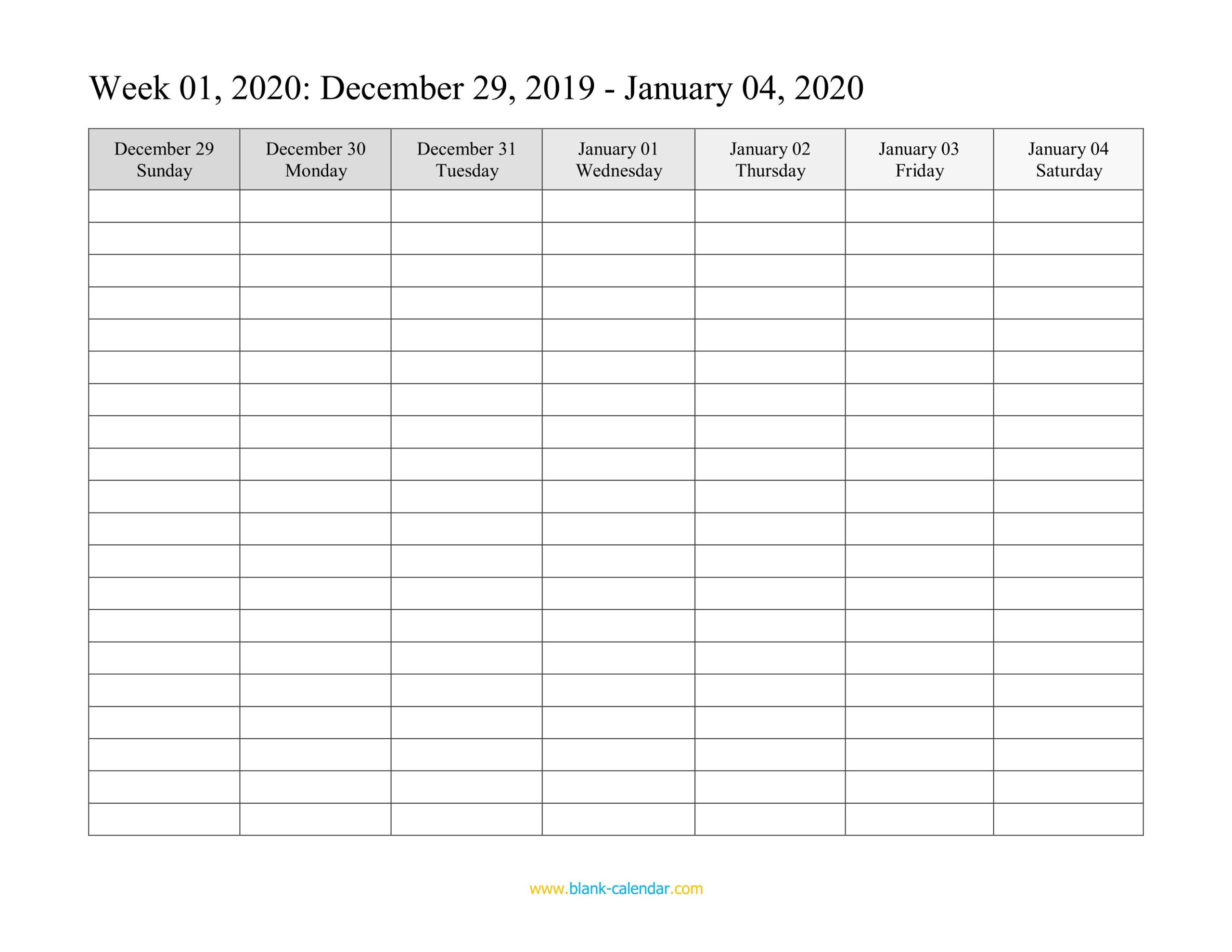 Weekly Calendar 2020 Word Excel Pdf Weekly Calendars 2020