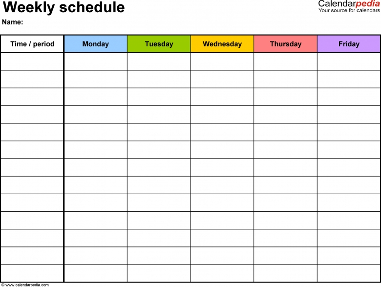 Weekly Calendar Fillable :-Free Calendar Template