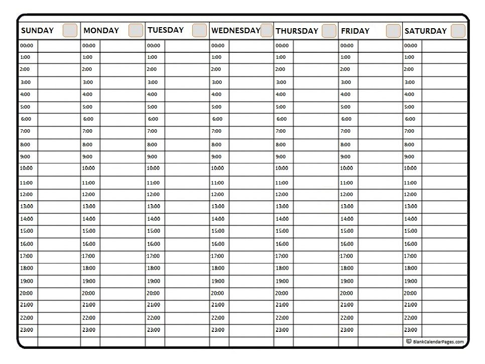 Weekly Calendar With Hours