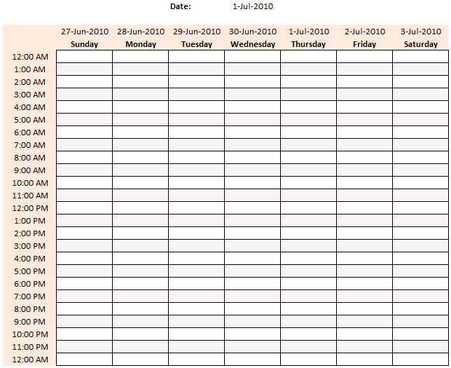 Weekly Schedule Template