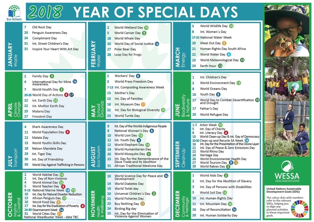 Days Of The Month Calendar With Special Days