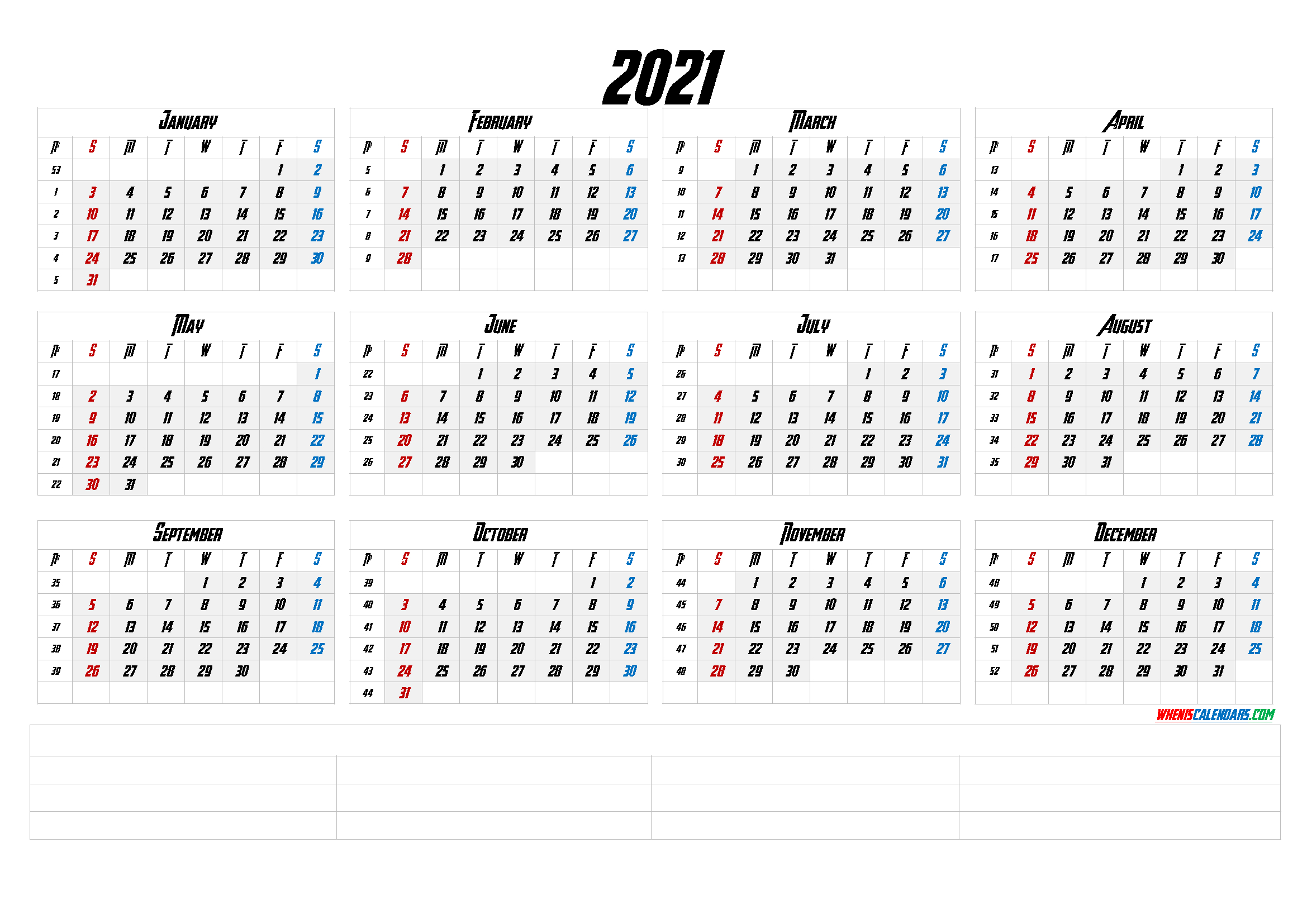 8 And A Half By Eleven Calendar 2021